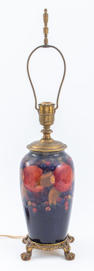 British Moorcroft "Pomegranate" Vase Lamp, 1920s (8363801444659)