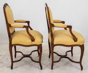 French Louis XV Style Upholstered Oak Armchair, 2 (8858517176627)