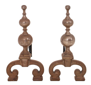 Baroque Style Pair of Brass Andirons (9026748285235)
