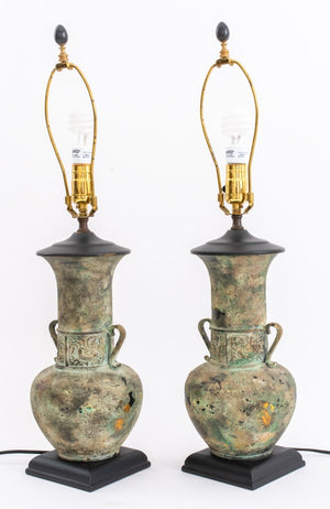 Ancient Greek Revival Amphora Table Lamps, Pair (8526381416755)