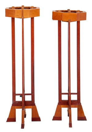 Frank Lloyd Wright Style Cherrywood Torchieres, Pair (8332251038003)