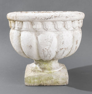 Classical Manner White Painted Cast Stone Urns, Pair (8578769715507)