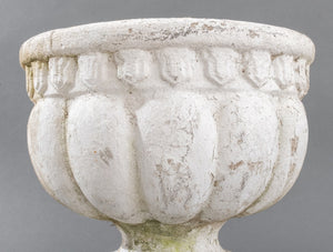 Classical Manner White Painted Cast Stone Urns, Pair (8578769715507)