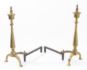Federal Style Brass Andirons, Pair (9037408960819)