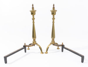 Federal Style Brass Andirons, Pair (9037408960819)