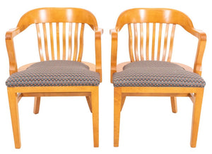 Vintage Ash Wood Banker's Chairs, Pair (9148128198963)