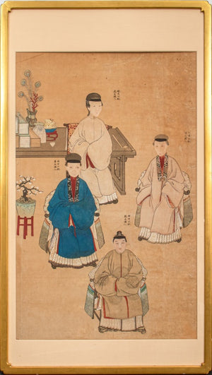 Chinese Four Figures Ancestral Portrait Painting (9142381183283)
