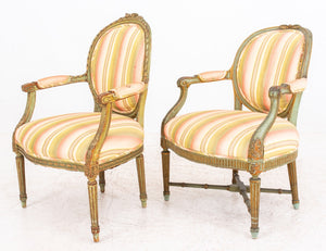 Neoclassical Style Green-Painted Armchairs, 2 (8878691057971)