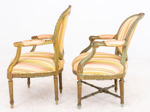Neoclassical Style Green-Painted Armchairs, 2 (8878691057971)