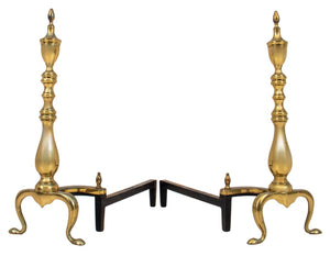 Federal Style Brass Andirons, Pair (8581902631219)