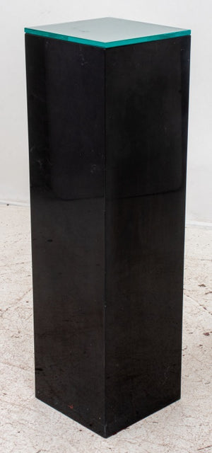 Black Belgian Marble Glass Topped Pedestal (8581570068787)