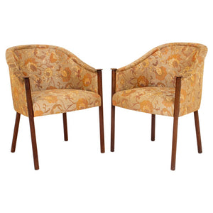 Mid-Century Modern Upholstered Walnut Arm Chairs (8825157124403)
