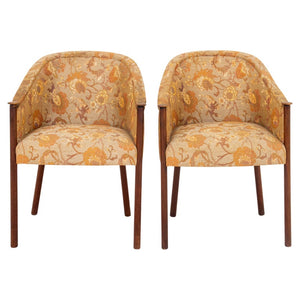 Mid-Century Modern Upholstered Walnut Arm Chairs (8825157124403)