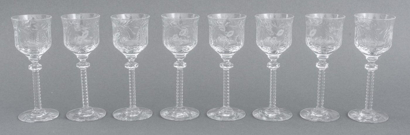 Set of 4/spode/rock Sharpe Crystal/usa/floral Etched/stemware/tall