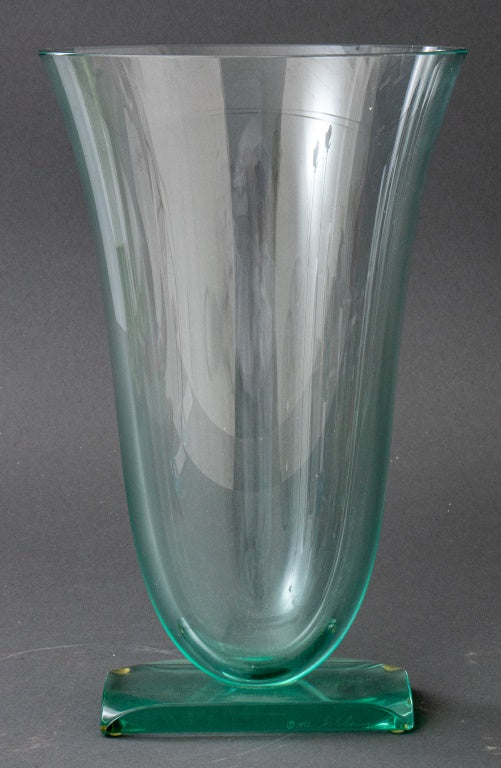 Stephen Schlanser Art Deco Style Glass Vase Signed