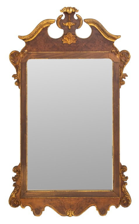 George II Style Parcel Gilded Walnut Mirror