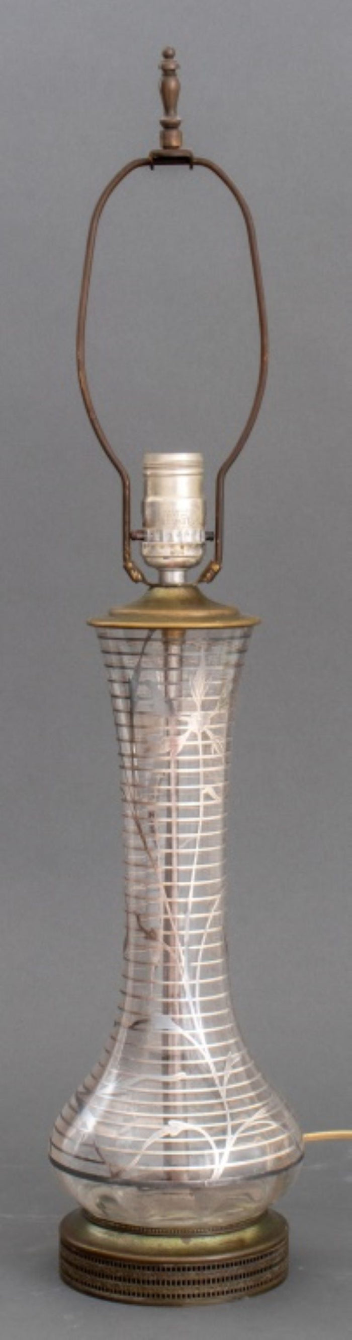 Art Nouveau Silver Overlay Glass Table lamp