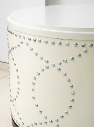 Modern Studded Lacquered Wood Storage Stool (8297484910899)