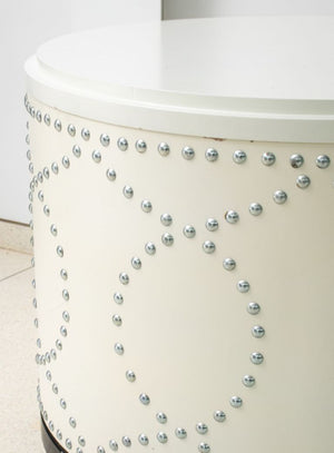 Modern Studded Lacquered Wood Storage Stool (9147865432371)