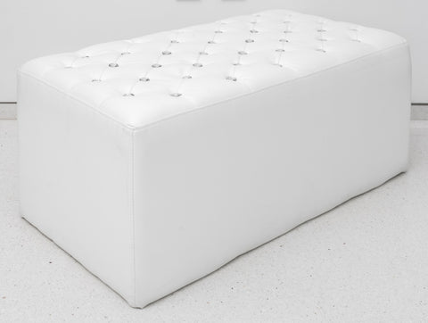 Modern White Faux Leather Ottoman Bench