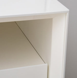 Modern White Lacquer Bedside Tables, Pair (8275726762291)