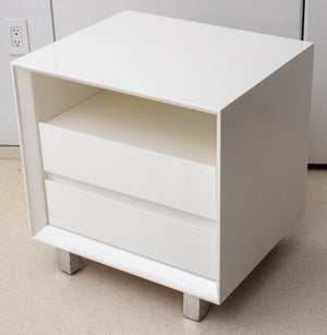 Modern White Lacquer Bedside Tables, Pair (8275726762291)