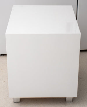 Modern White Lacquer Bedside Tables, Pair (8275726762291)