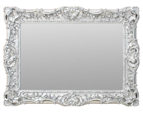 French Louis XV Rococo Style Silvered Wood Mirror