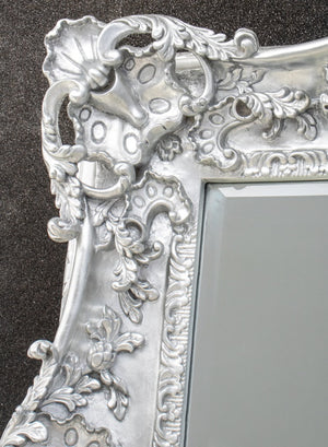 French Louis XV Rococo Style Silvered Wood Mirror (8846855897395)