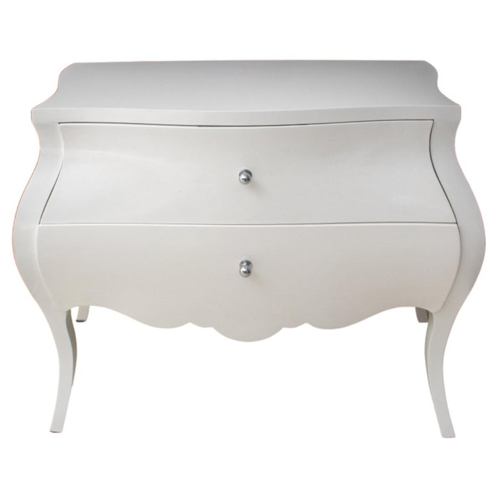 Modern White Lacquered Bombe Chest of  Drawers