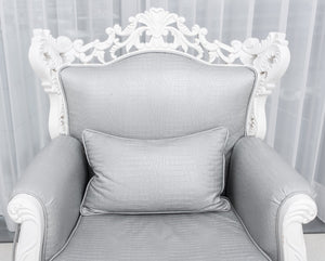 Baroque Revival White Faux Alligator Skin Armchair (8416370393395)