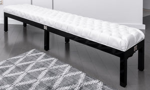 Hollywood Glam White Faux Leather Tufted Bench (8239880044851)