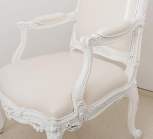 Louis XV Style White Lacquered Arm Chairs, Pair (8451564306739)