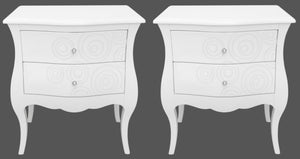 Baroque Revival Two Drawer Bombe End Tables, Pair (8259270312243)