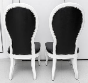 Baroque Revival Black & White Side Chairs, Pair (8256252772659)