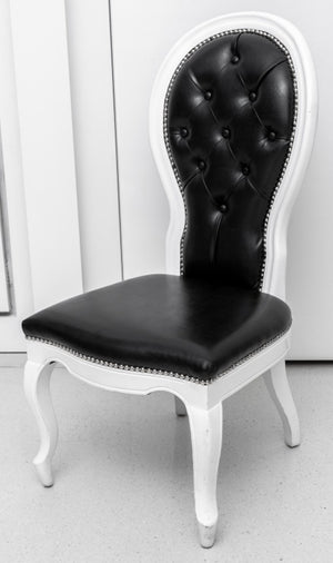 Baroque Revival Black & White Side Chairs, Pair (8256252772659)