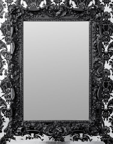 Rococo Revival Black Lacquered Mirror