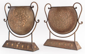 Patinated Metal Plant Vessels on Stands, Pair (8363287216435)