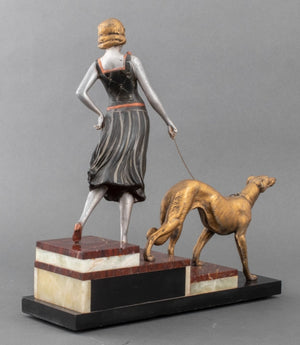 Art Deco Style Sculpture Woman & Greyhound (8243884196147)