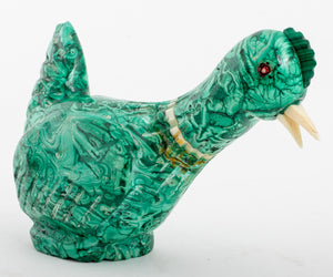 Malachite Bird Sculpture with Inset Quartz & Bone (8441452495155)