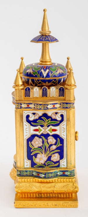 Ottoman Style Champleve Enamel and Giltmetal Clock (8566880239923)