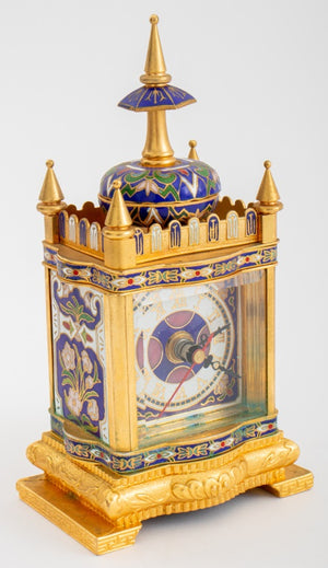 Ottoman Style Champleve Enamel and Giltmetal Clock (8566880239923)