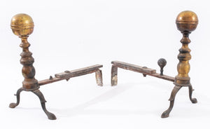 Pair of Regency Style Brass Andirons / Chenets (9022511939891)