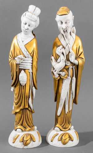 Chinoiserie Parcel Gilt Porcelain Figures, 2 (8528347136307)