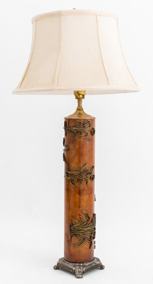 Textile Wood Print Roller Mounted Lamp, 19th C. (8440431313203)