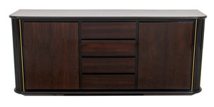 Italian Lacquered Faux Rosewood Credenza, 1980s (8476355723571)