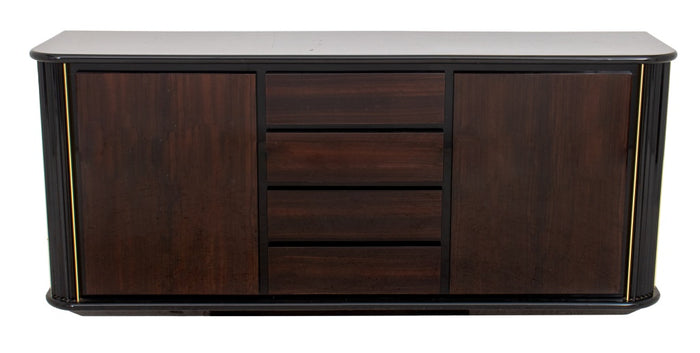 Italian Lacquered Faux Rosewood Credenza, 1980s