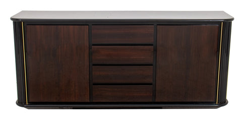 Italian Lacquered Faux Rosewood Credenza, 1980s