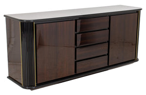 Italian Lacquered Faux Rosewood Credenza, 1980s (8476355723571)