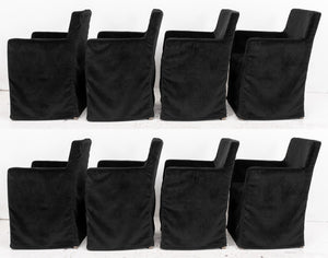 Modern Black Velvet Slip-covered Upholstered Chair, Set of 8 (8285706748211)